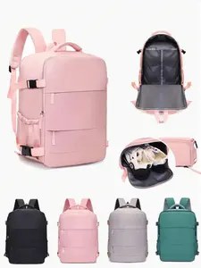 Multi compartment large capacity travel backpack, with independent shoe compartment partition storage, multi-layer zippered pockets for storing small items, suitable for short distance travel, campus school, fitness travel Casual Lightweight Backpack