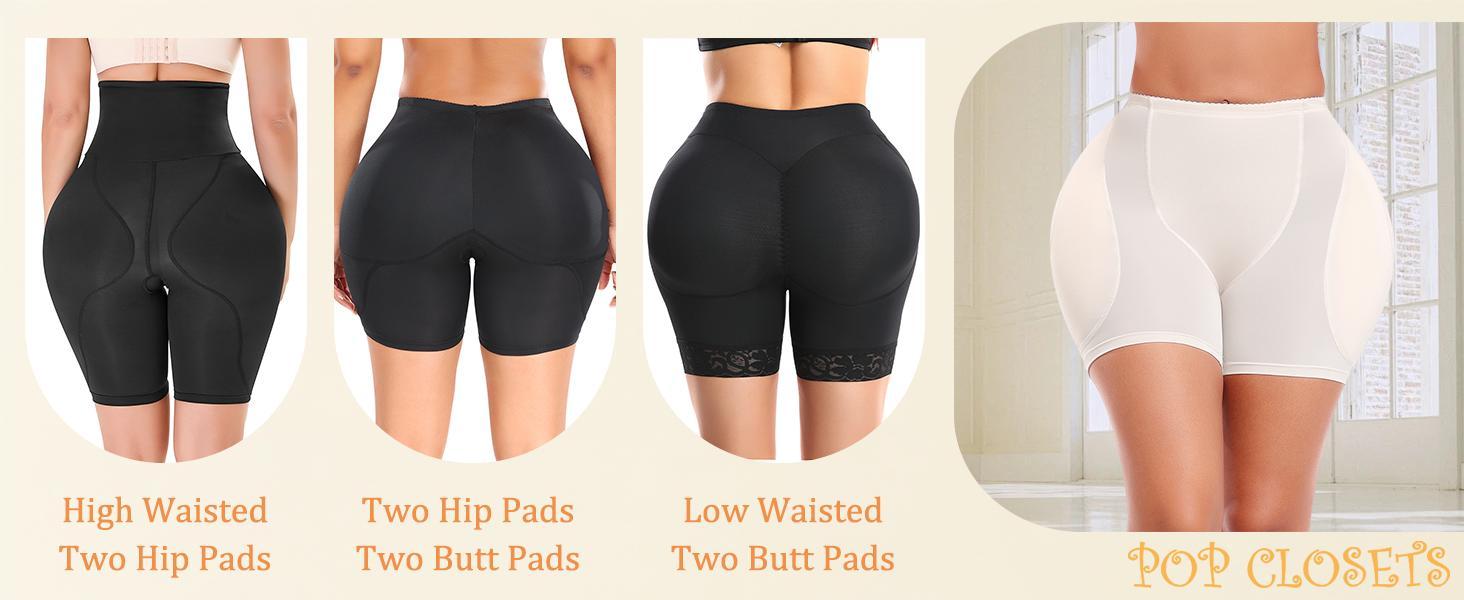 POP CLOSETS Women's Neoprene Body Shaper Hip Padded Booty Lifter Tummy Control Panty with Removable 4 Pads for Enhanced Butt Lift and Slim Waist