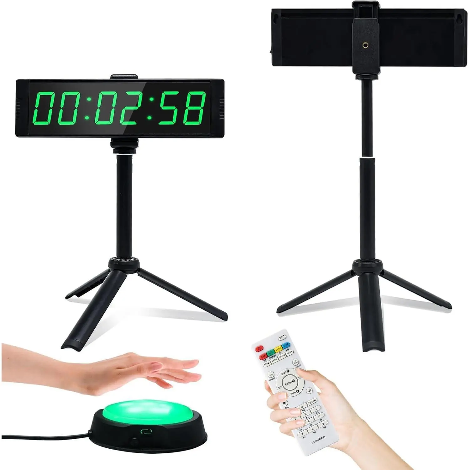 Gym Timer Clock for Home Fitness, Large Digital Stopwatch Countdown Clock with Stopwatch Button, 12/24H Wall Clock with StandGift