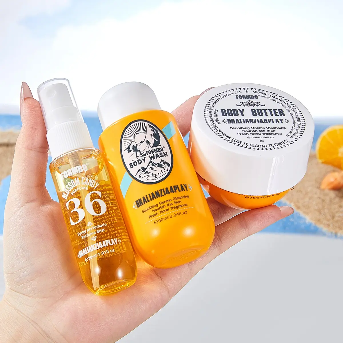 Bralianzi44play Body Care Gift Set, Calendula Shower Gel + Fragrance Spray + Body Butter, Perfect Birthday Gift for Best Friends, Fresh Floral Scent