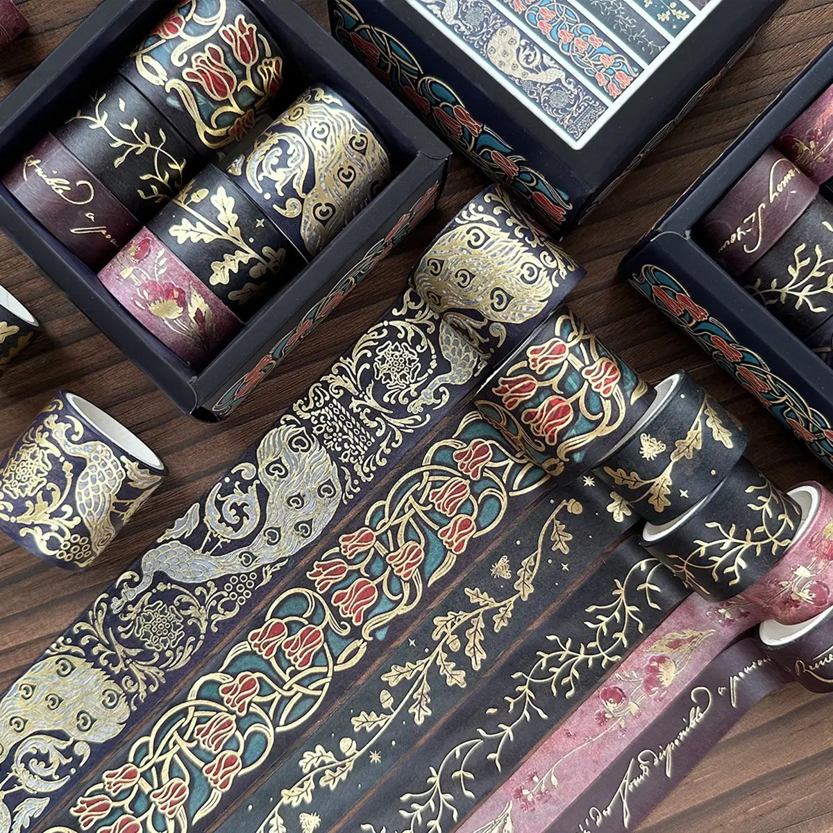 Vintage Gold Foil Washi Tape, Perfect for DIY Crafts, Gift Wrapping, Holiday Decorations, Elegant Paper Tape for Creative Projects