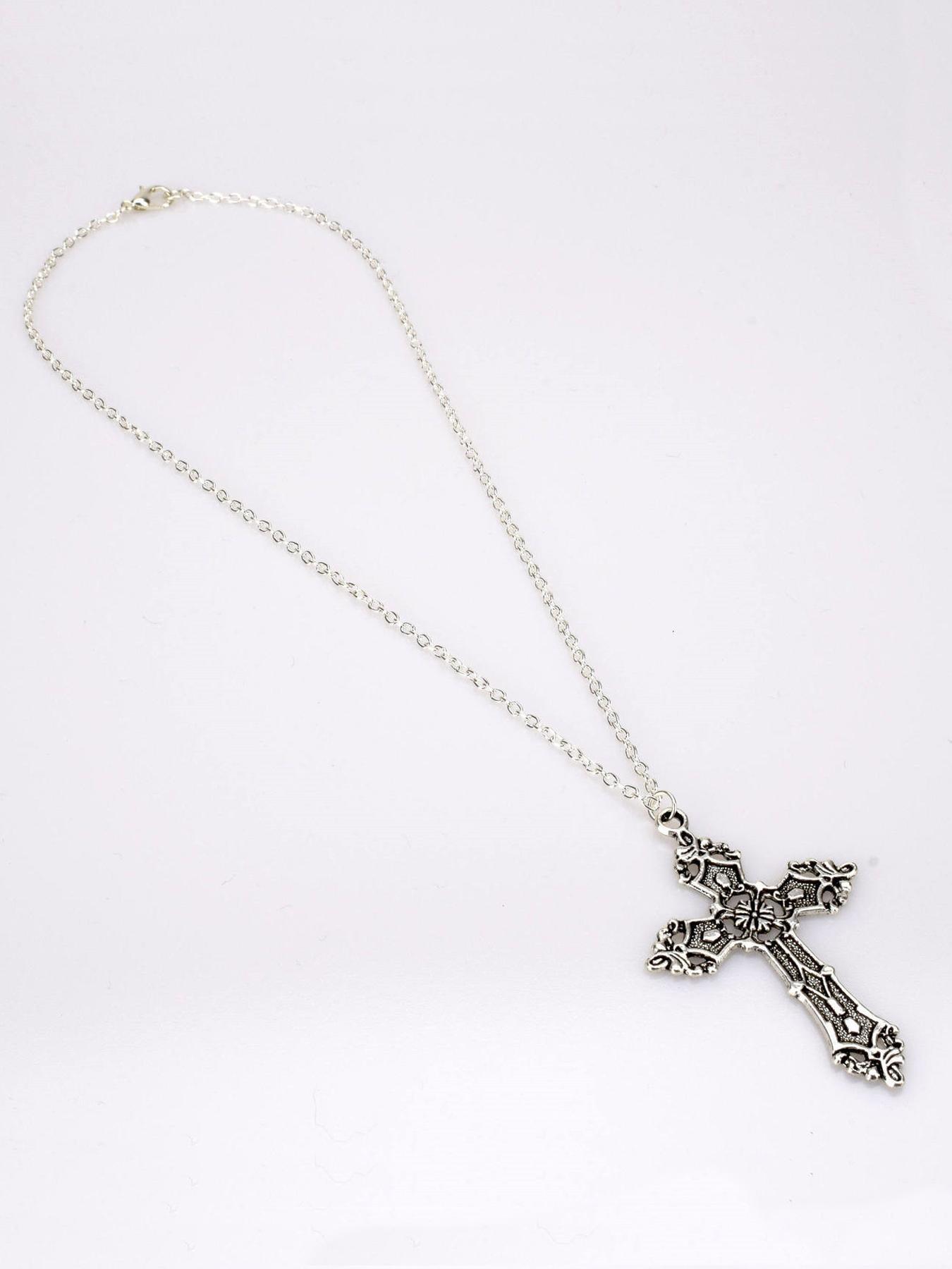 Vintage Gothic Cross Pendant Necklace for Men & Women, 1 Piece Fashion Jewelry for Party, Daily Clothing Decor, Trendy All-match & Exquisite Jewelry for Birthday Gift