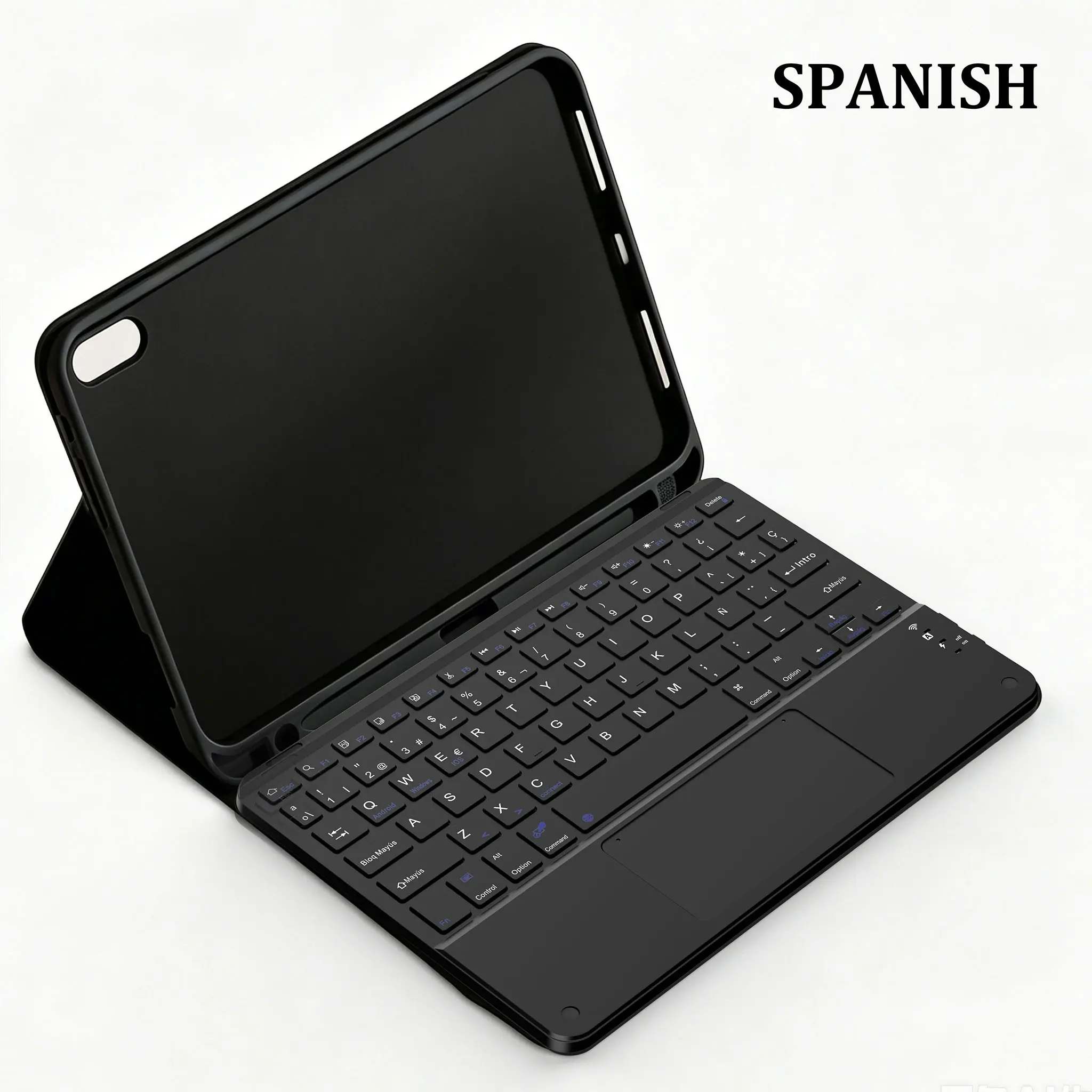 Touchscreen Keyboard Case, Spanish Language, Bluetooth-compatible Wireless, Magnetic Cover, Silent Scissor Feet, 420mah Battery, Type-C Charging, Wireless Tablet Keyboard, iPad 10/11 (a16)