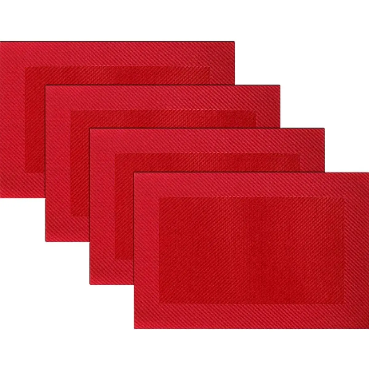 Vinyl Placemats Heat-Resistant Table Mats Washable Easy Clean Plastic Placemats for Dining Table Set of 4 (Red)