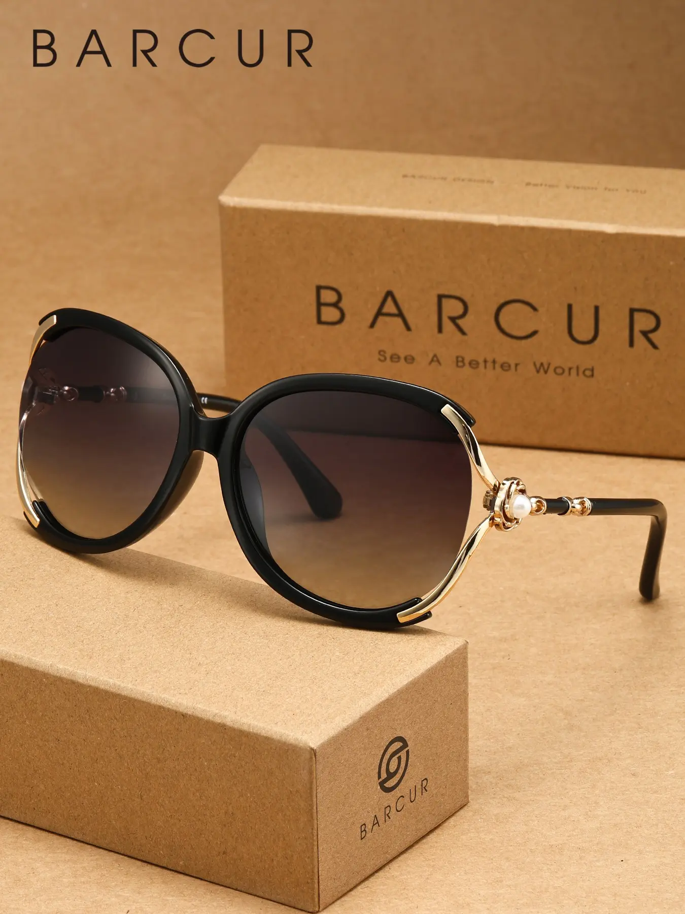 BARCUR Oversized Polarized Sunglasses for Women UV400 Protection Fashion Trendy Big Frame Shades for Beach Vacation Travel Driving