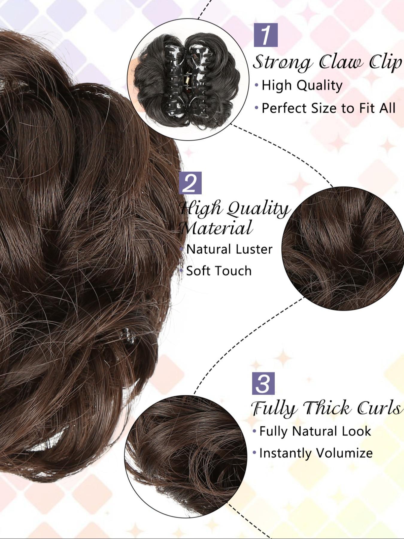 6 Inch Claw Clip Messy Bun Synthetic Soft Hairpieces, Wavy Curly Bun Clip, Synthetic Messy Bun Hair Extensions, Hair Clip, Hair Piece for Women