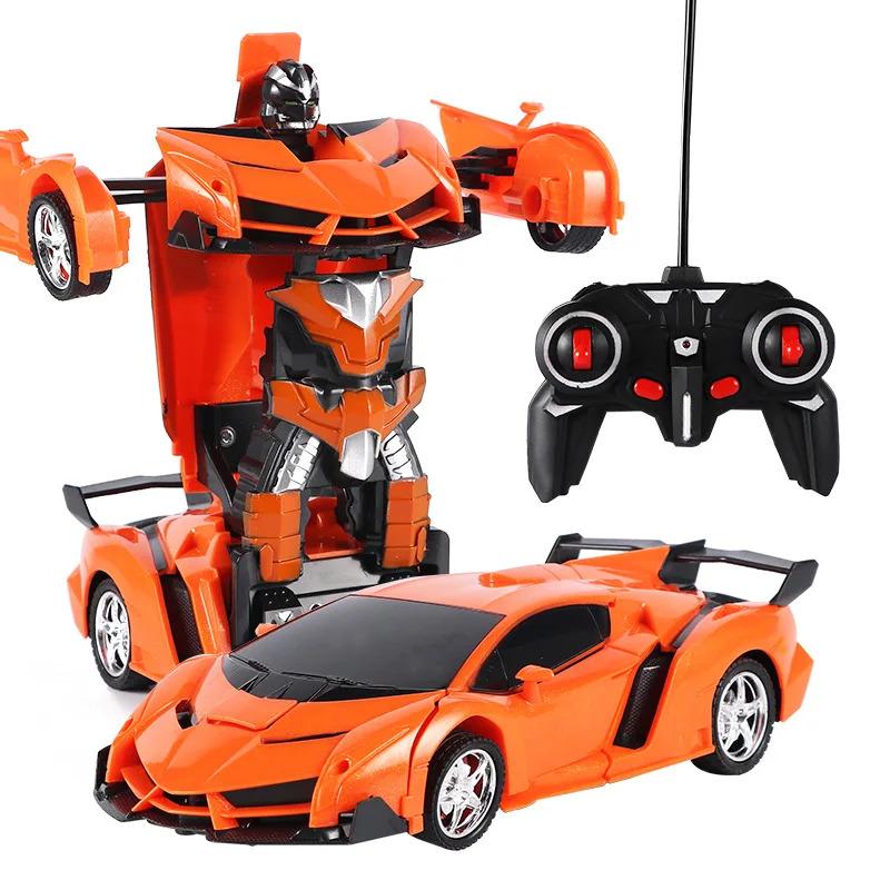 Kids Transforming RC Car Robot Sports Car 2 in 1 Deformation Toy with Remote Control for  Age 3+ 4-7 8-12 boy Robot with Remote Control Rechargeable Alloy Cyber-Truck Transformable Mini Forklift Dual-Tire Drift High-Speed LED Off-Road