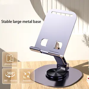 360° Rotatable Aluminum Phone & Tablet Stand, Aluminium Stand, Adjustable Desktop Phone Holder for iOS & Android Smartphones, iPads and Tablets, Made of aluminum alloy, this multi-angle phone stand delivers solid support