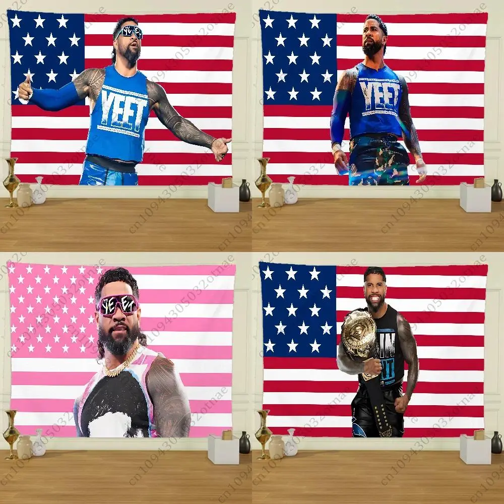 Jey Uso YEET Wrestler Print Flag Tapestry - Lightweight, Wrinkle-Resistant Hanging Backdrop, Indoor Living Room Wall Art, Christmas-Birthday Party Outdoor Decor Banner
