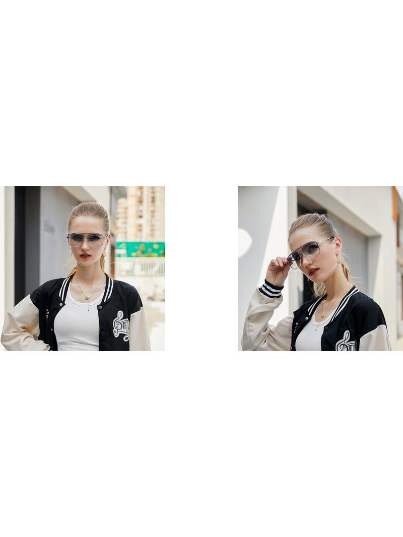 FEISEDY Sunglasses, Fashion Square Pilot Sunglasses, Vintage Metal Gradient Glasses for Men and Women B4104