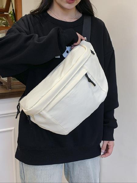 Women's Fashionable Plaid Pattern Zipper Belt Bag, Plain Large Capacity Casual Commuter Versatile Fanny Packs, Simple All-match Bum Bag, Casual Waist Bag