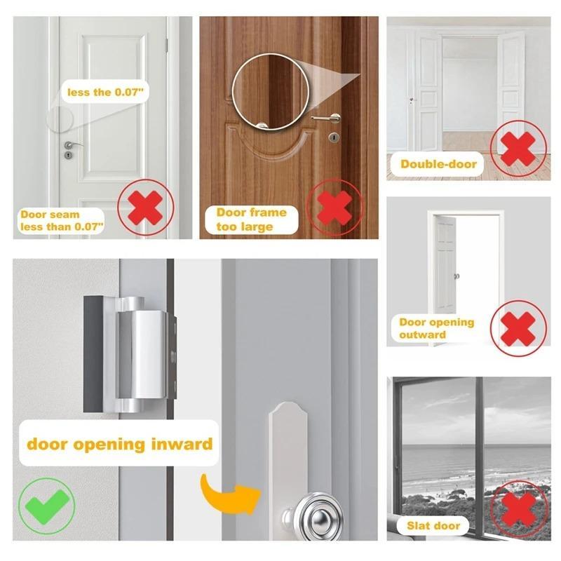 Aluminum Alloy Door Lock, Door Reinforcement Lock, Easy to Install Home Door Lock, Anti-theft Design Door Lock, Door Hardware for Home, Office, Hotel, Apartment