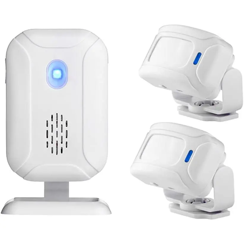 Wireless PIR Motion Sensor Detector Security Alarm Chime,Shop Store Office Home Front Door Entry Welcome Doorbell,Mailbox Alert, Garage Driveway Alarm,with Night Light (1 Receiver and 2 PIR Detectors)