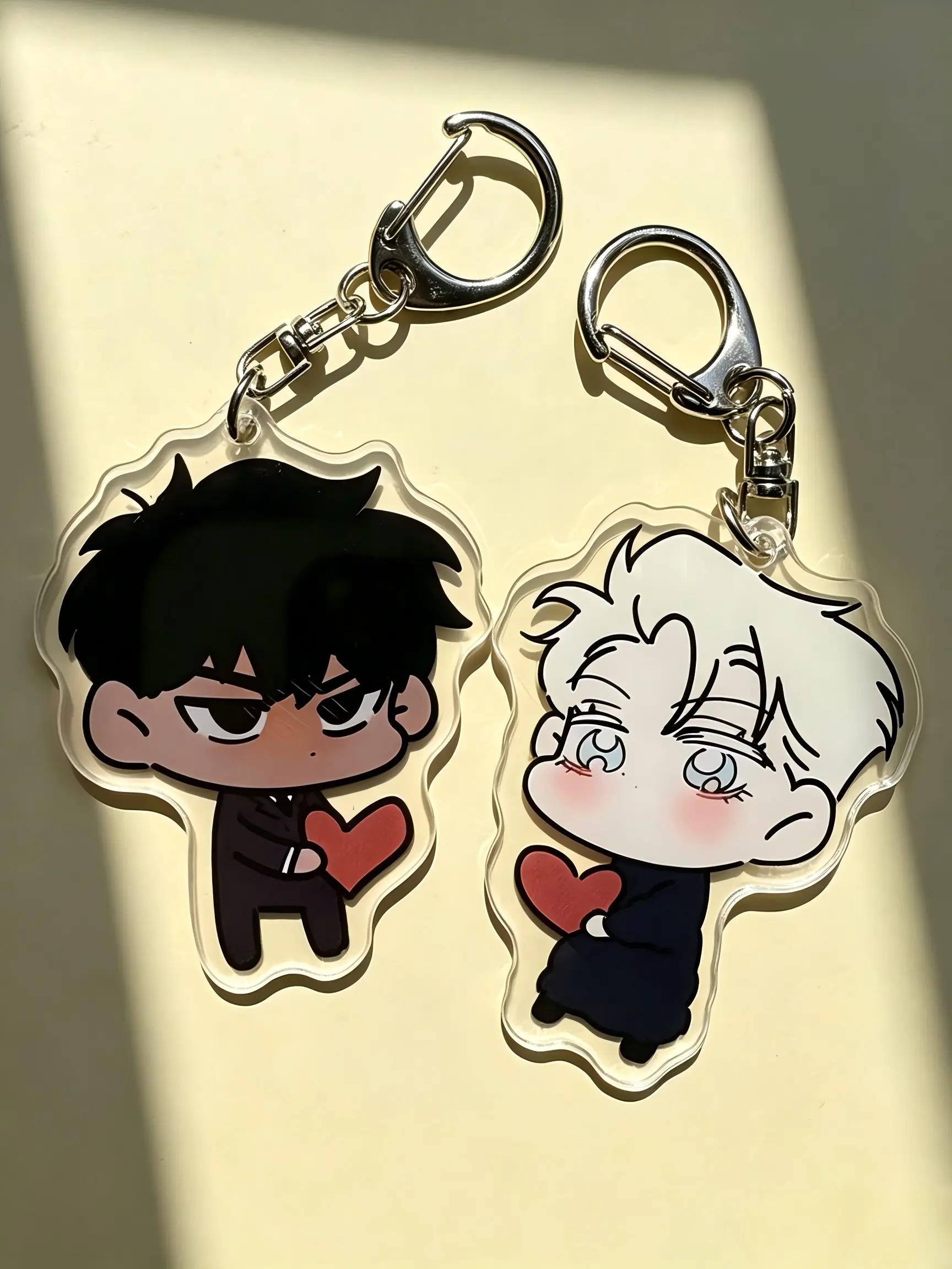 2D Cartoon Acrylic Keychains, Cute Q Version Couple Keychains, Matching Keychains, Collectible Backpack Decor, Creative Gift, 2 Pieces Set