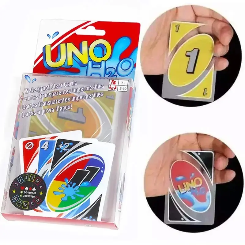 H2O Splash-Proof Card Game, Clear Waterproof PVC UNO-Style Toy Cards for Summer Pool Parties, Leak-Proof Transparent Multiplayer Tabletop Board Game for Kids and Adults, Card Party Game, Card Games for Families