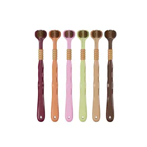 6 ergonomic three sided soft bristled toothbrushes with anti slip handles suitable for adult gum care, perfect Christmas gift for a healthy smile