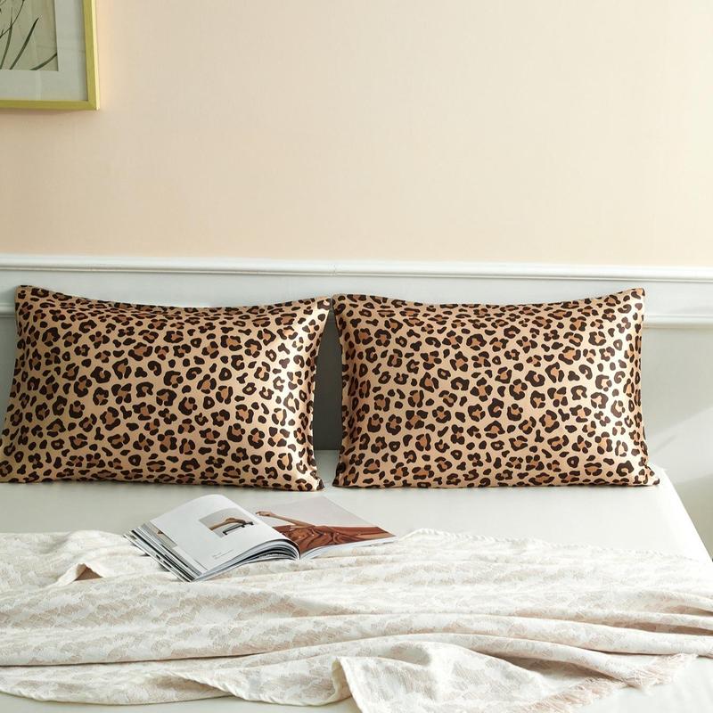Leopard Print Pillowcase, 2 Counts Soft Comfortable Pillow Cover without Filler, Pillow Protector for Home Bedroom Dormitory Decor, Leopard Print Bedding