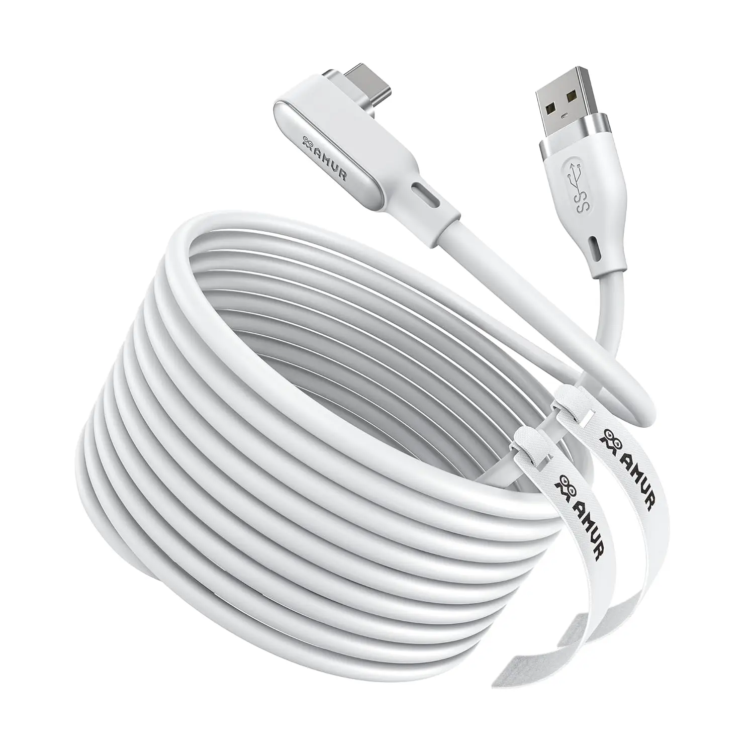 16FT(5M) Link Cable Compatible with Meta Quest 3/3s/2/Pro & Pico 4 Series - Max to 5Gbps USB-C Data Line to USB 3.0 for PC Gaming & Ste Transmission (White)