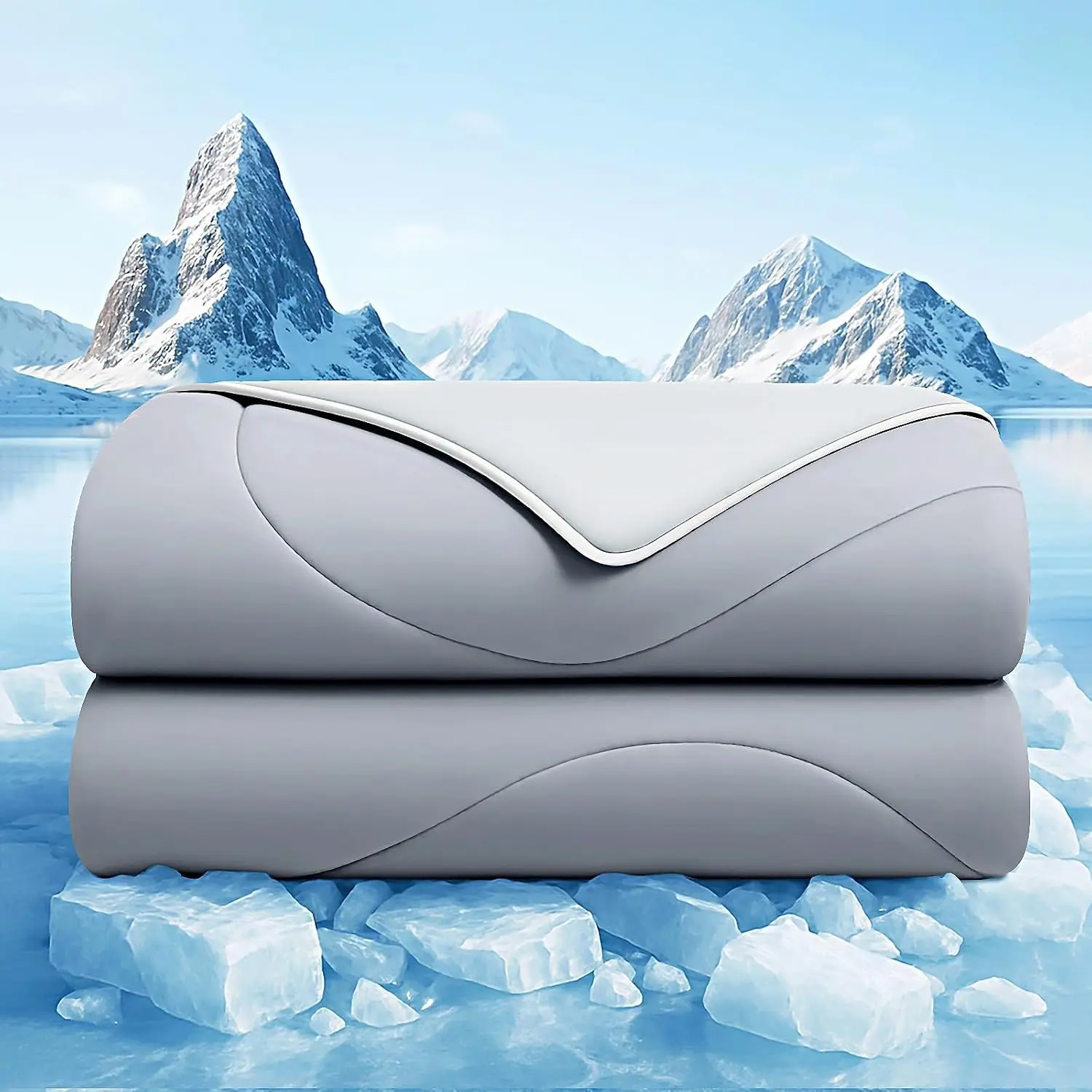 Cooling Comforter  Size, Cooling Blankets for Hot Sleepers and Night Sweats, Double Side Cool Soft Light  Gravity and Breathable Absorb Heat Bed Blanket 90"×90" Inches, Gray