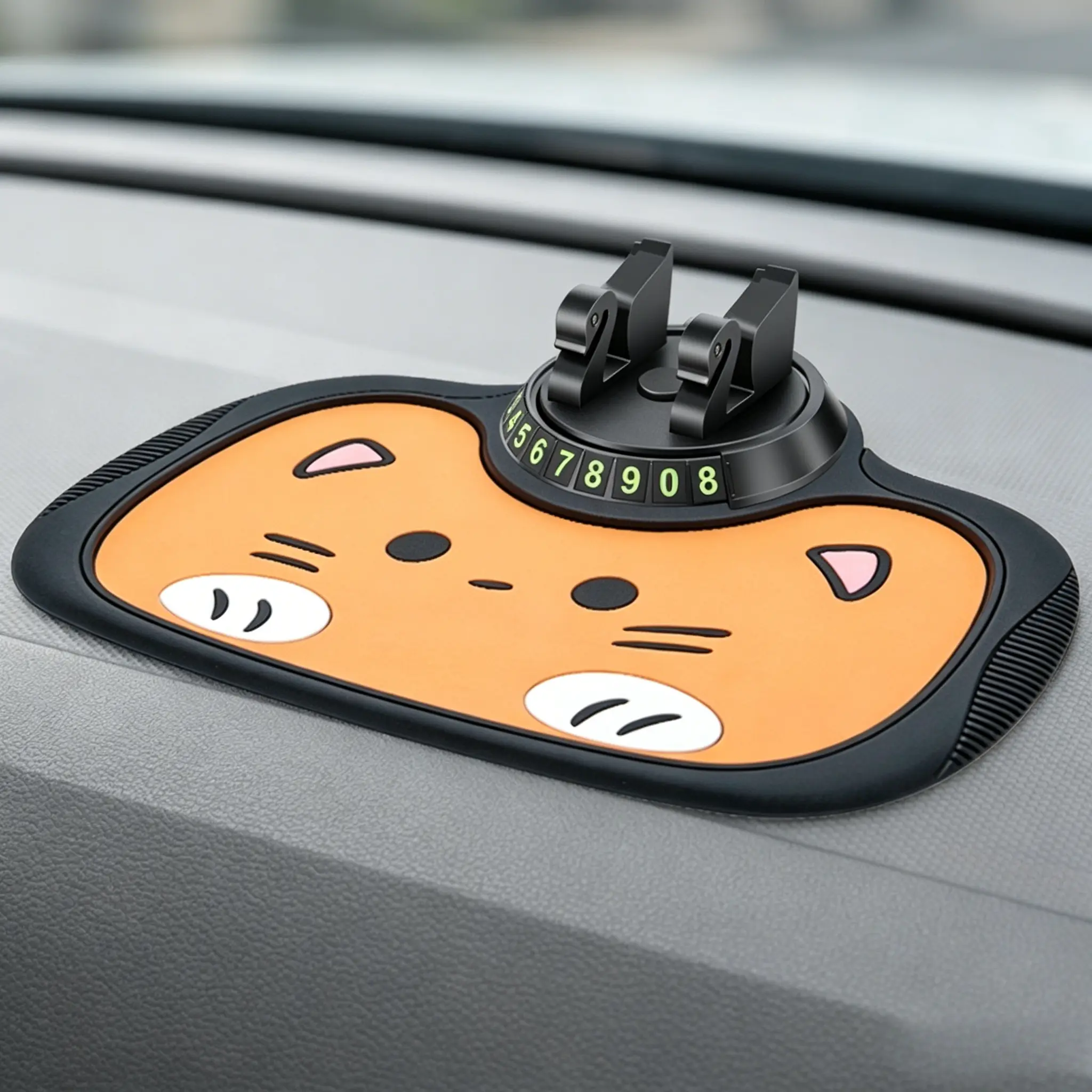 Cartoon Anti-slip Pad Design 360 °   Rotatable Phone Holder, Car Phone Stand, Car Cellphone Mount, Creative Cartoon Dashboard Holder Anti-Slip Pad, Multifunctional Car Interior Accessories, Car Phone Holders-YY1