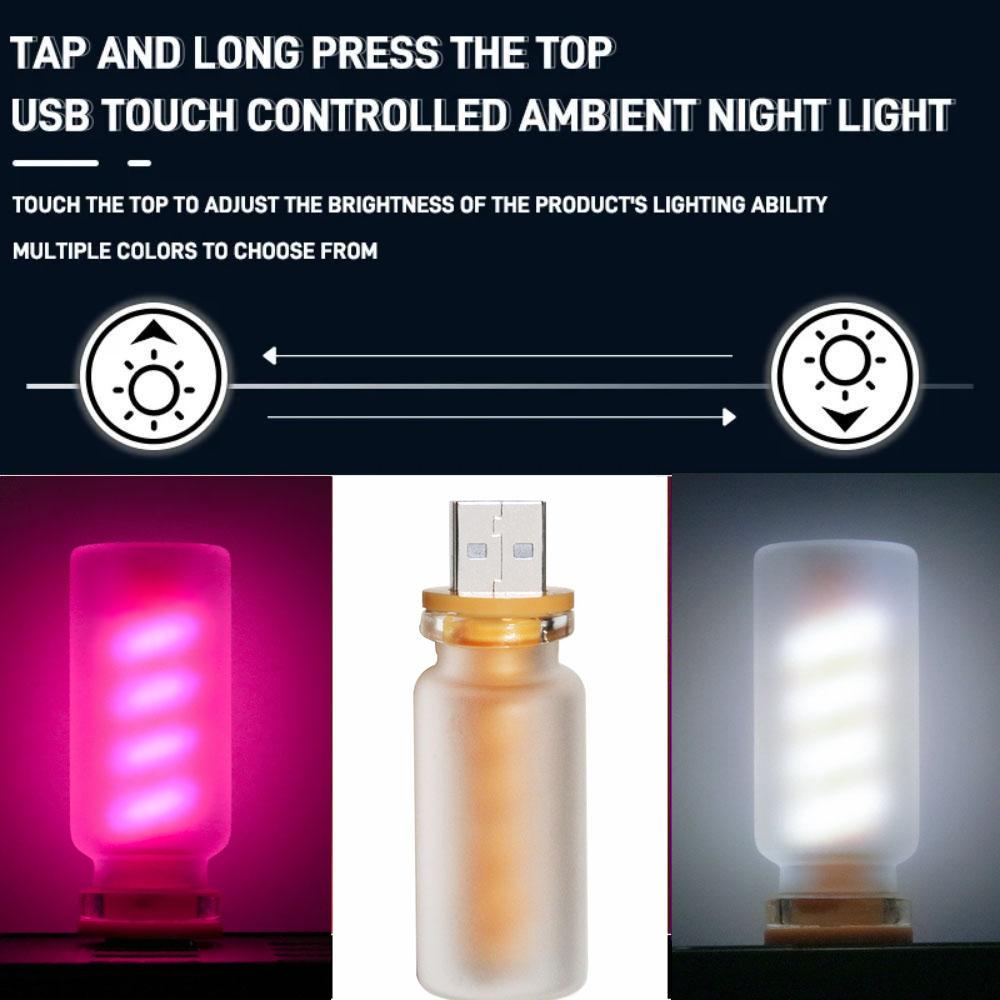 1 USB small night light touch color LED night light in the car ambient light Edison bulb incandescent ceramic light sanding touch bedside sleeping light portable multi-color LED ambient light that lights up