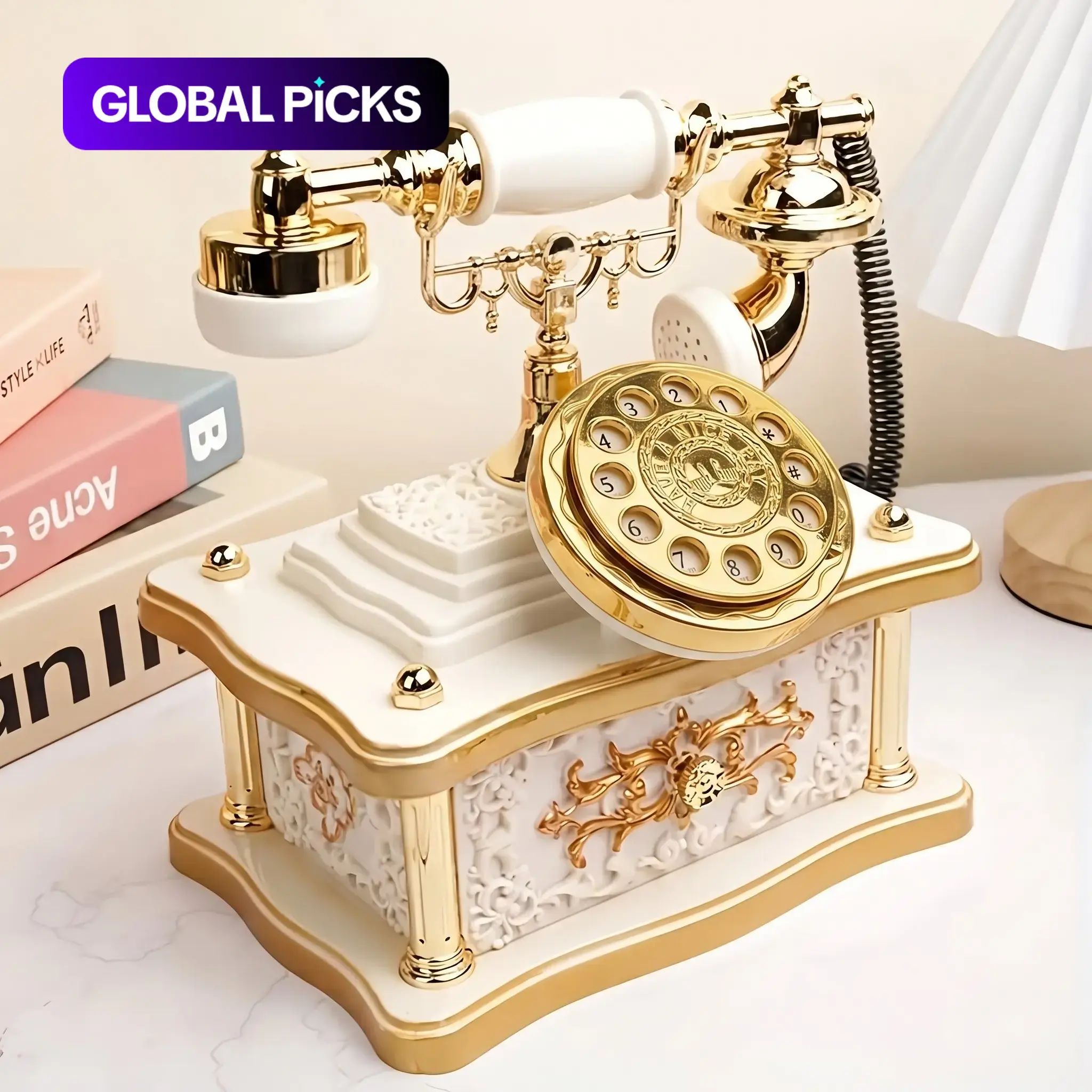 Vintage Rotary Telephone Music Box, Romantic Musical Jewelry Box, Unique Birthday Gift, Aesthetic Gold Decor, Retro Royal Musical Box #GLOBAL PICKS