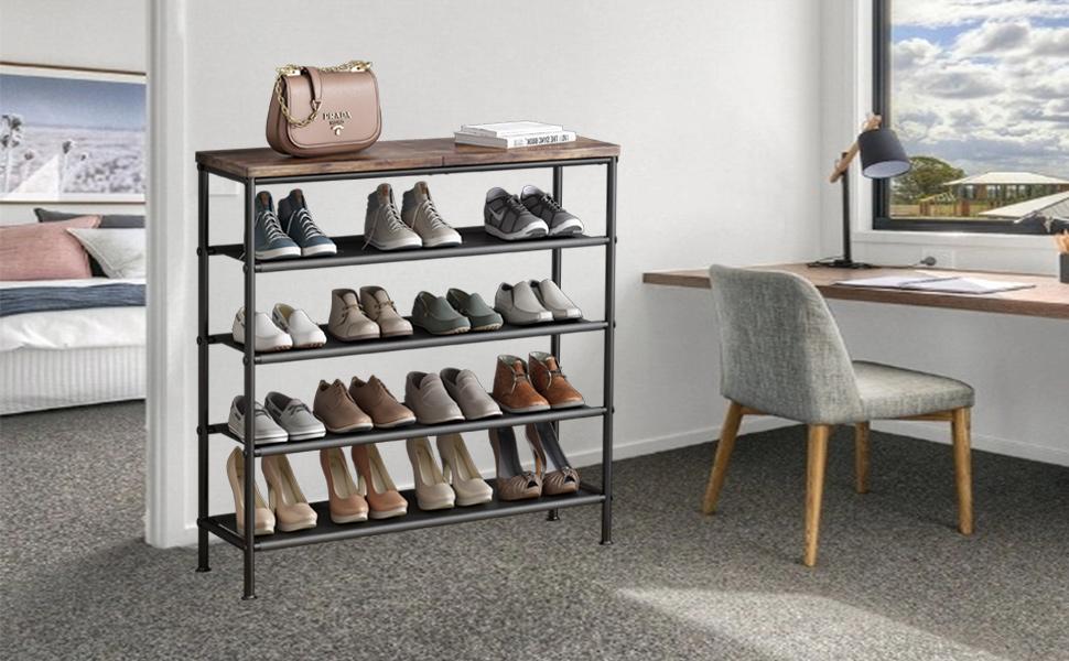 Premium 5-Tier Shoe Rack Organizer - Industrial Style Metal Shelf with MDF Boards & Layered Fabric, Perfect for Entryway, Closet, Bedroom, Living Room & Garage Storage Deals For You Days