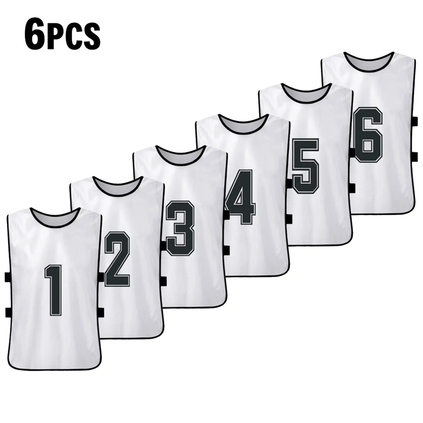 Adults' Numbered Soccer Pinnies - 6/12 PCS, Quick Drying Fabric, Ventilated, Unrestricted Movement, Football Teams Training Practice Sports Vests, Polyester, Easy Fit, Multiple Colors, Numbered Front