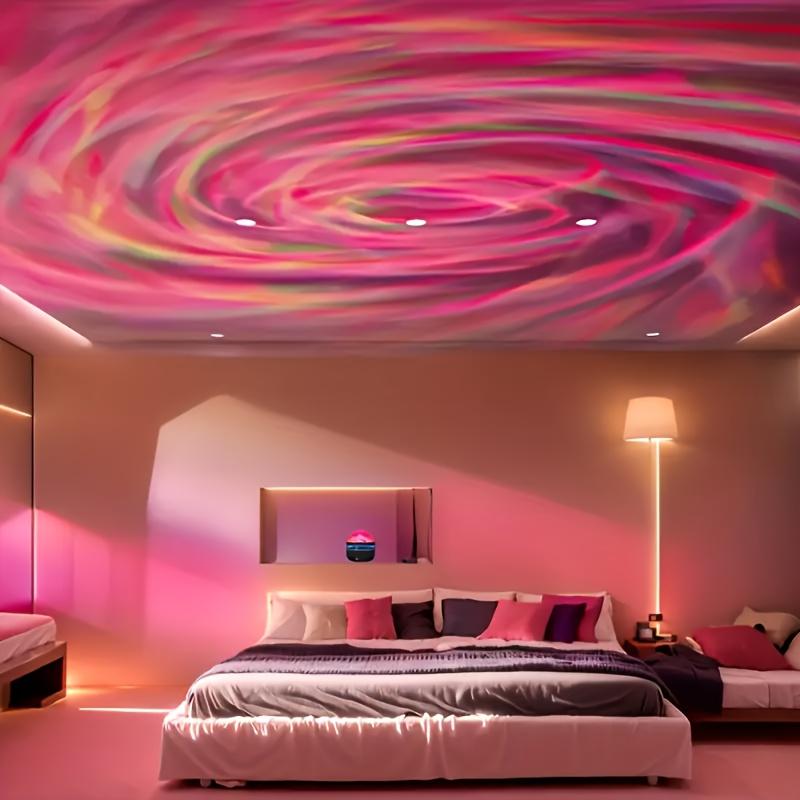 LED Wave Pattern Projector Light, USB Powered Creative LED Night Light with Remote Control, Novelty Lighting for Bedroom, Living Room, Home Decor, Audio