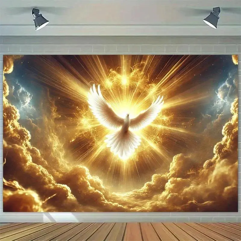 Classic Holy Spirit Dove Polyester Church Backdrop Banner - Religious Tapestry for Room Photo Decoration, Family Engagement, Easter Indoor Home Decor Supplies