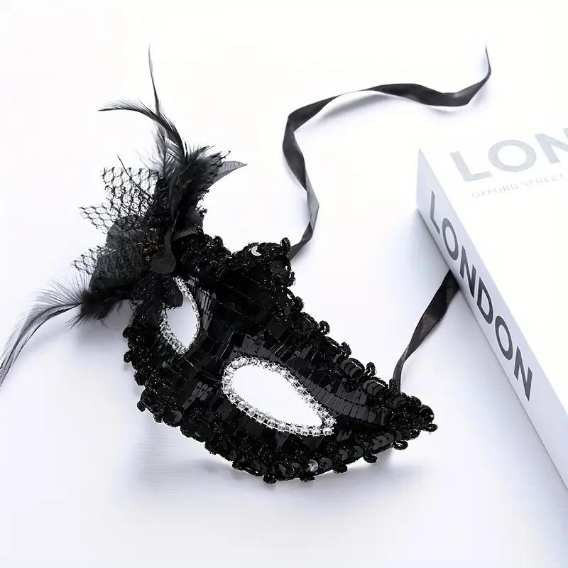 Elegant Flower Design Mask, 1 Count Lace Mask with Feather Decor, Party Mask for Women & Girls, Party Accessories, Twilight Masquerade, Halloween