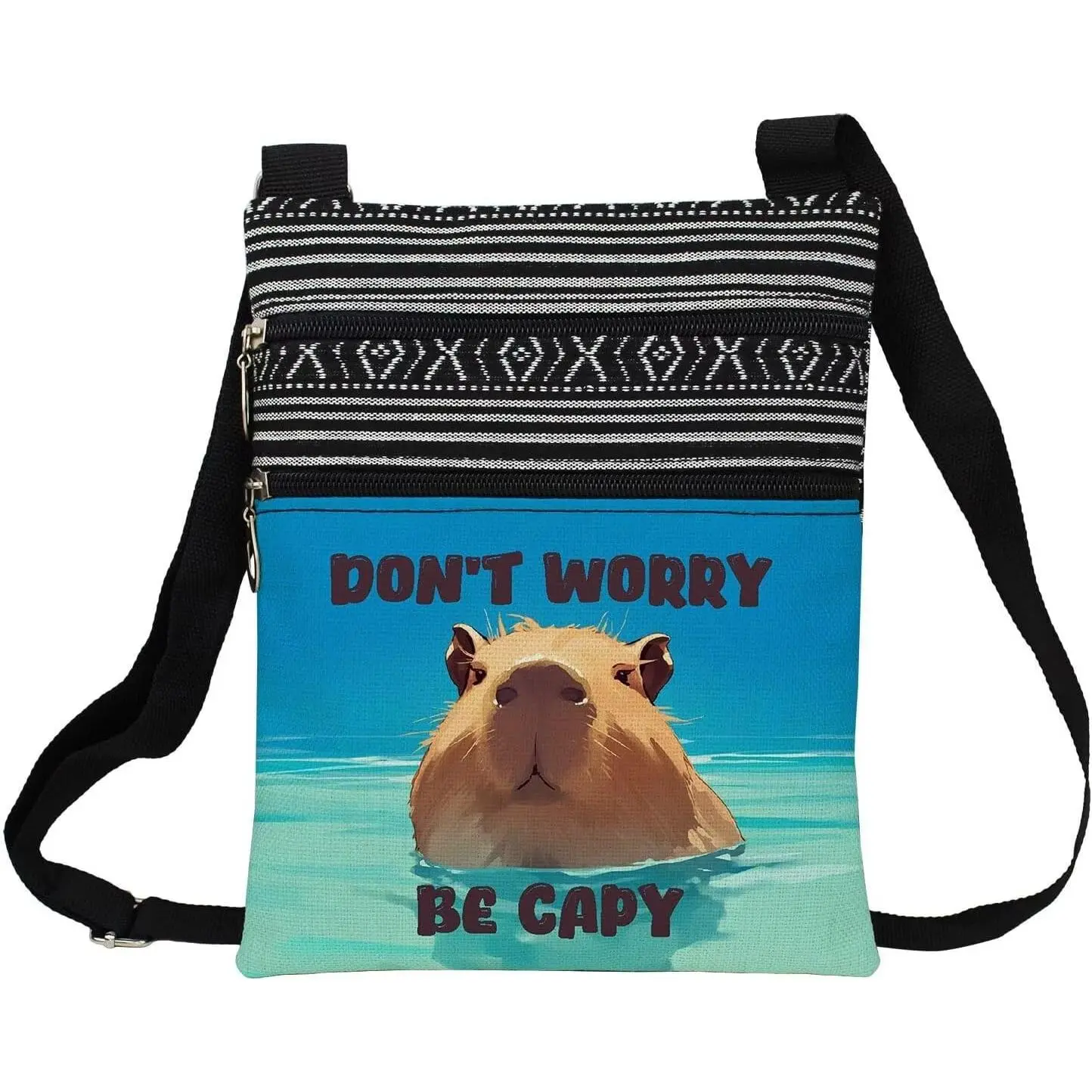 Women's Modern Compact-Fit Lightweight Crossbody Handbag with Animal Prints (Elephant, Horse, Panda, Cattle, Butterfly, Owl, Frog, Capybara), Zipper Closure, Everyday Use, Ideal Gift for Women