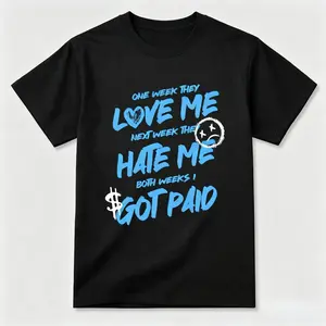 Unisex T-shirt To Match Sneakers Jordan 14 Black & University Blue - I Got Paid.  for Casual Wear. Comfortable Summer Unisex T-Shirt to match Jordan Sneaker. Streetwear Style. urban outfitters