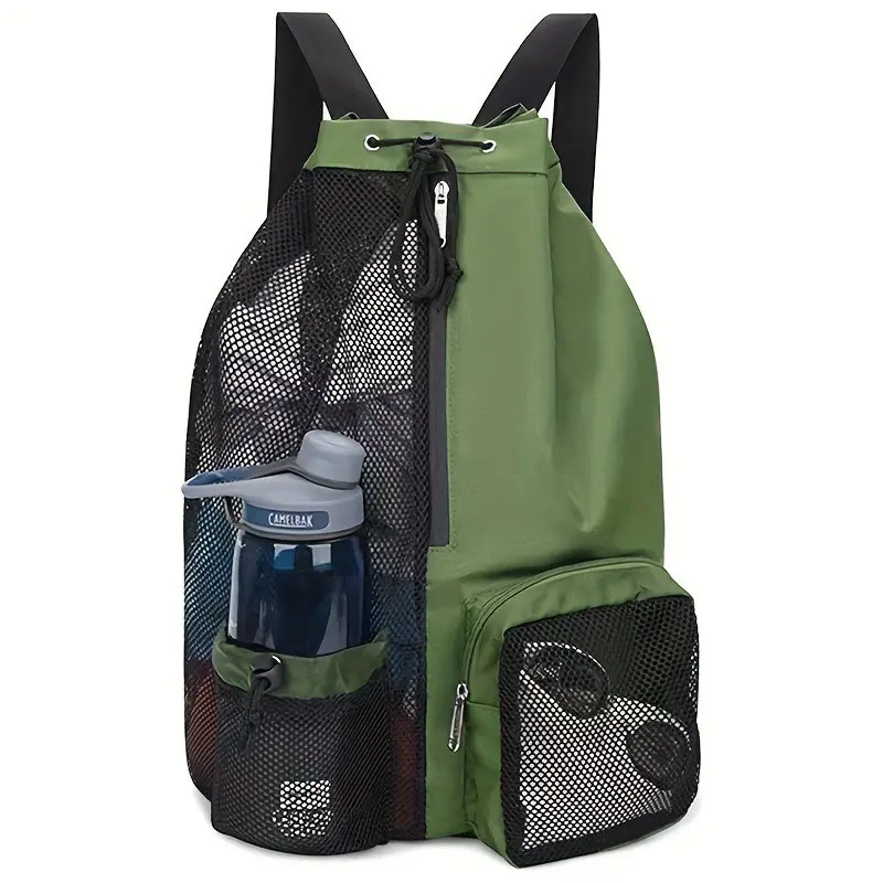 Swim Bag Mesh Drawstring Backpack with Wet Bag, Beach Backpack, Gym Storage Bag, Waterproof Design, Durable Material