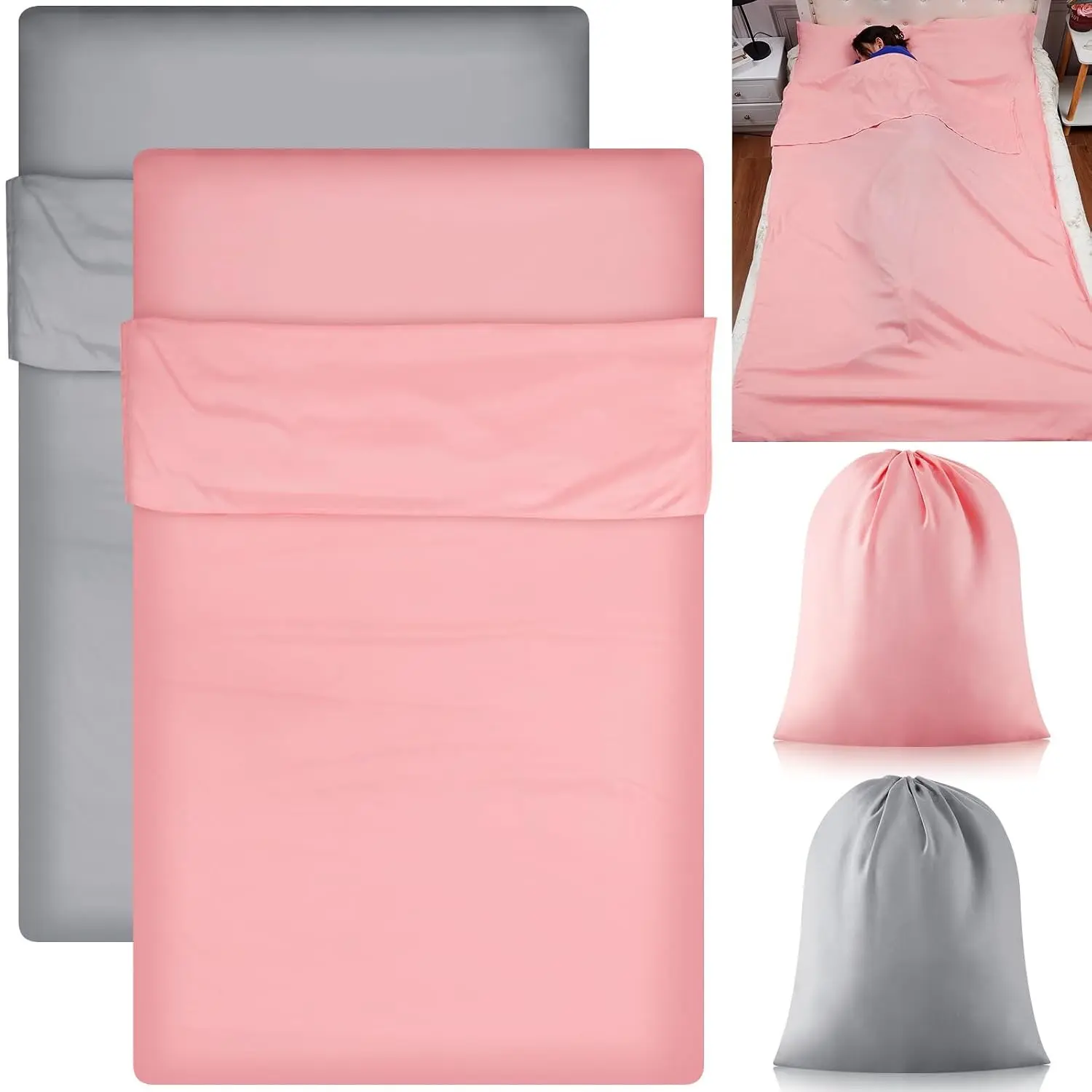 2-Pcs Lightweight Breathable Tan Sleep Sacks - Self Tanning Sleeping Bags, Protect Sheets from Dark Tanner, Ideal for Home Bed, Pink & Grey