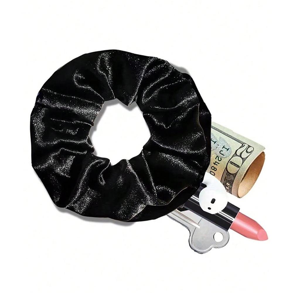 Velvet Hair Scrunchie with Hidden Pocket, Multi-Functional Storage Bag for Cash and Small Items, Travel Essential for College Girls