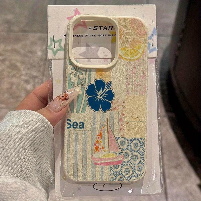 Phone Case - Fresh Seaside Collage Art Patterns Suitable for Iphone 16 Pro Max Cases, Compatible with Iphone 15 Pro Max/14/16 Plus/15/13 Pro/12/11. Easy TPU, Drop-Resistant, Stylish Protective Cover with High Aesthetic Appeal