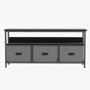 Modern Entertainment Center with Drawers and Shelves, Slim Compact Structure for Space Saving, Holds 50 to 55 Inch TVs, Two Color Options Ideal for Home Living Areas
