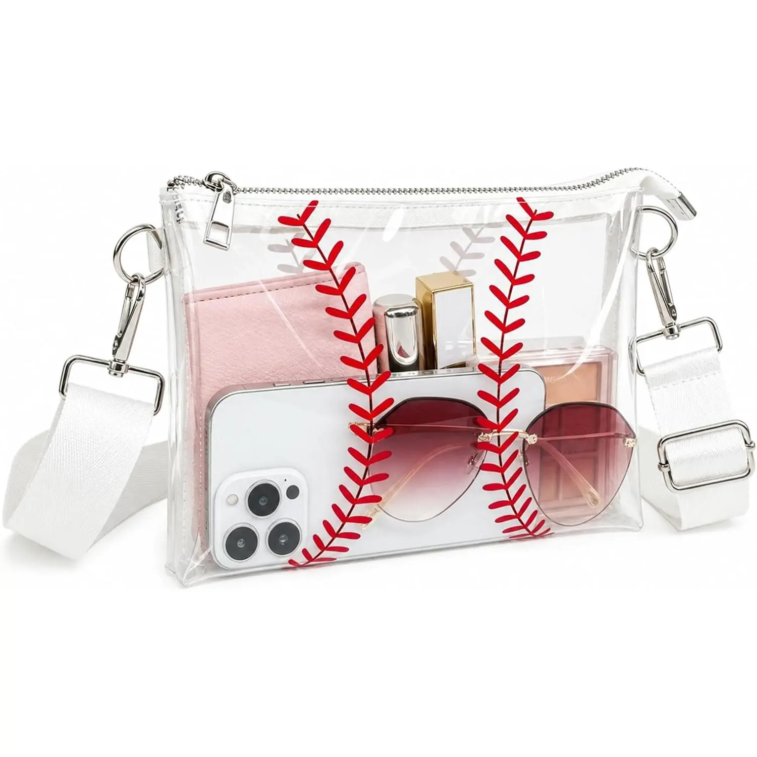 Clear Baseball Purse for Women,  Day Stadium Approved | Clear Crossbody Bag with Adjustable Strap for  Events