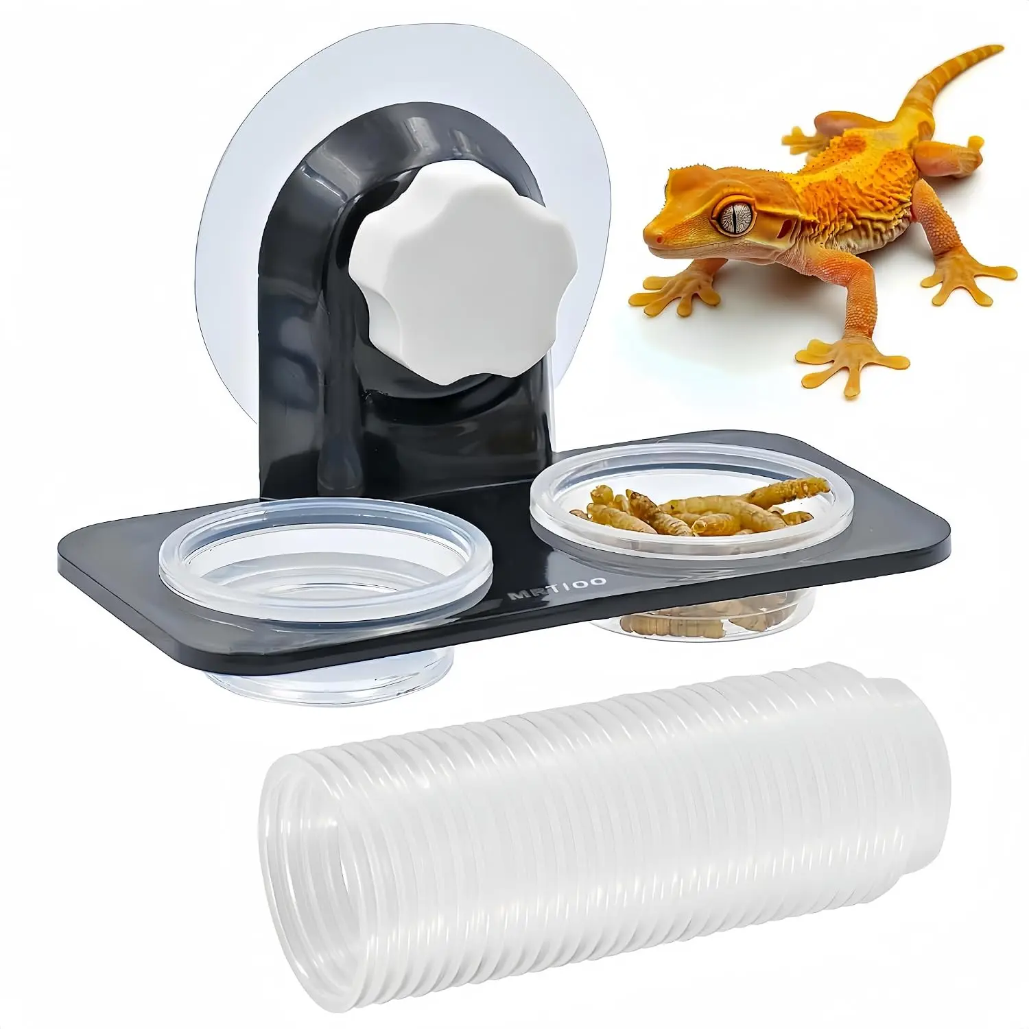 Crested Gecko Feeding Ledge [Non-Suction Cup], with 30 count 0.5oz  Cups, Reptile  Bowls and Water Dish for Lizard Or Other Small  Amphibian Feeder Ledge Accessories Supplies