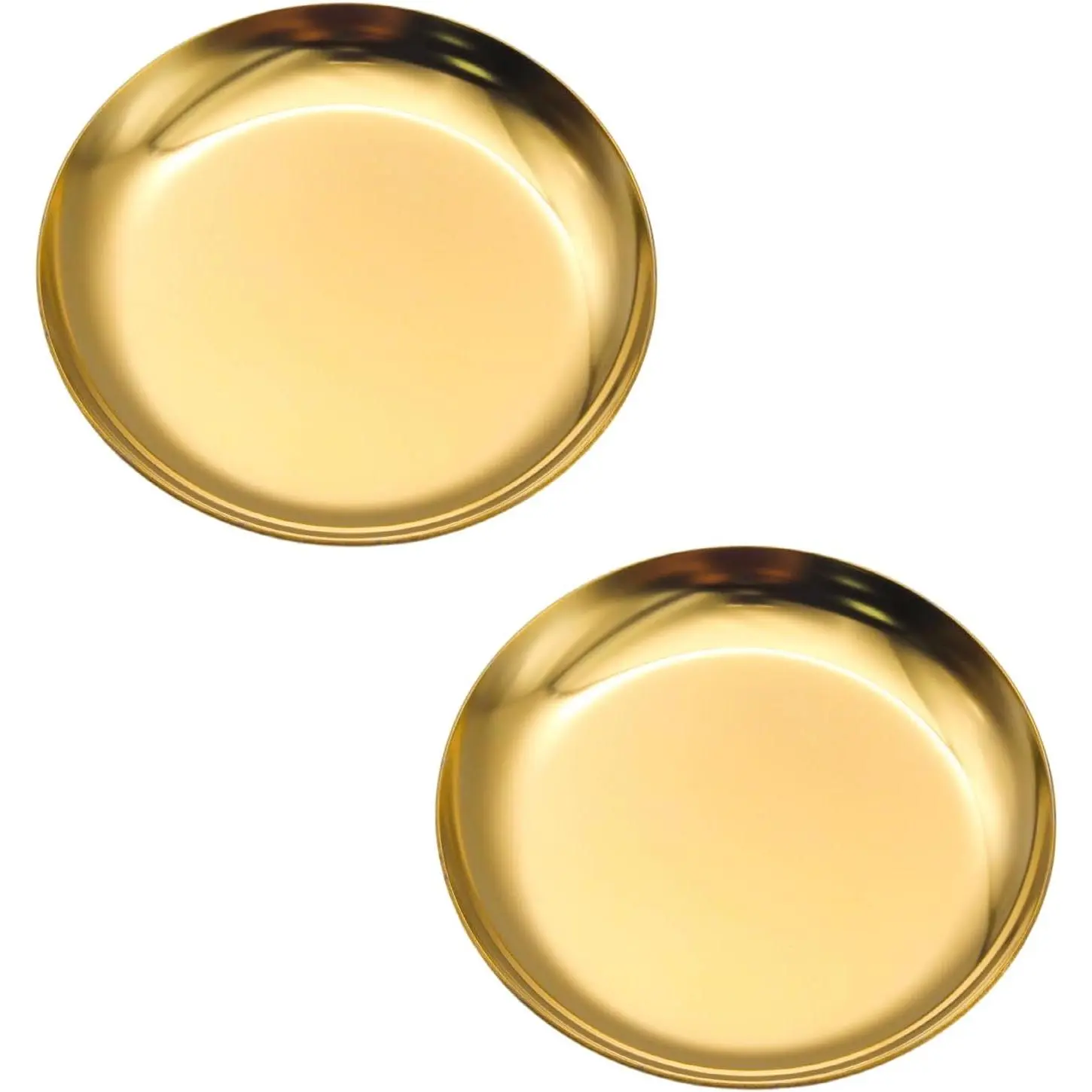 2 count Round  4 Inch Stainless Steel Small  Dish | Trinket Tray Candle Plate,Mini Storage Organizer Serving Tray for  Decor//Bathroom Organization
