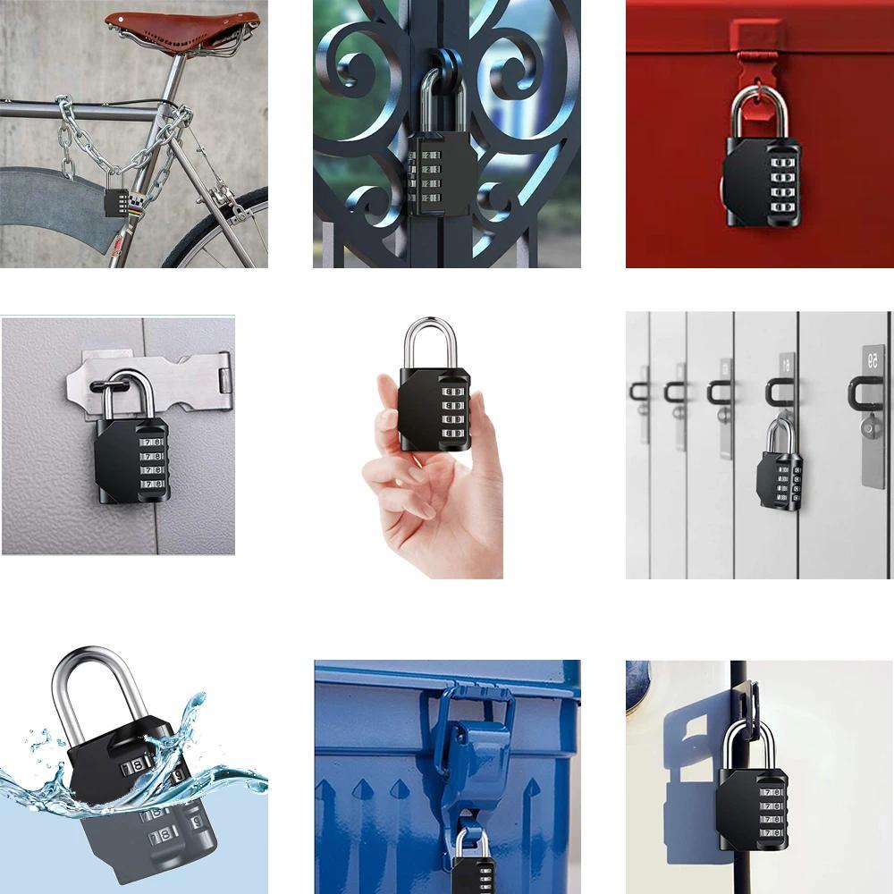 2pcs Resettable 4 Digit Combination Lock Waterproof Heavy Duty Outdoor Padlock High Security Durable Zinc Alloy Body Stainless Steel Cover 10000 Combinations Industrial Use