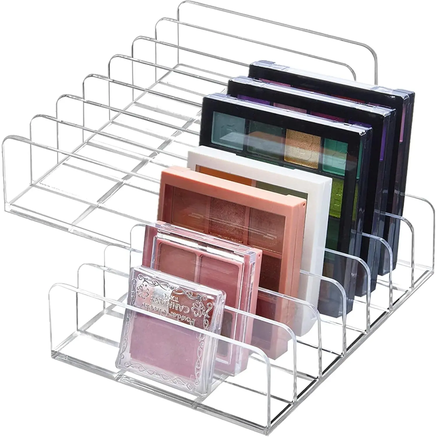2 Pack  Eyeshadow  Makeup Organizer - 7-Section Makeup  Organizer -  Display Storage Holder for Eyeshadow Palettes Blush Contour Kits Sunglasses