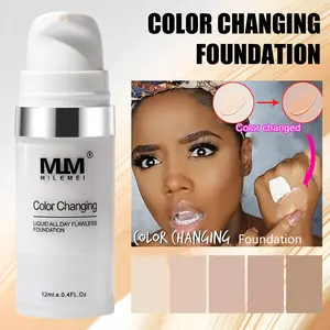 2pcs [Waterproof Foundation] Long-lasting Waterproof 2pcs Temperature-changing Liquid Foundation | y Moisturizing Non-sticky Matte Full Coverage, Unisex, Portable Travel Size, Easter Makeup Gift