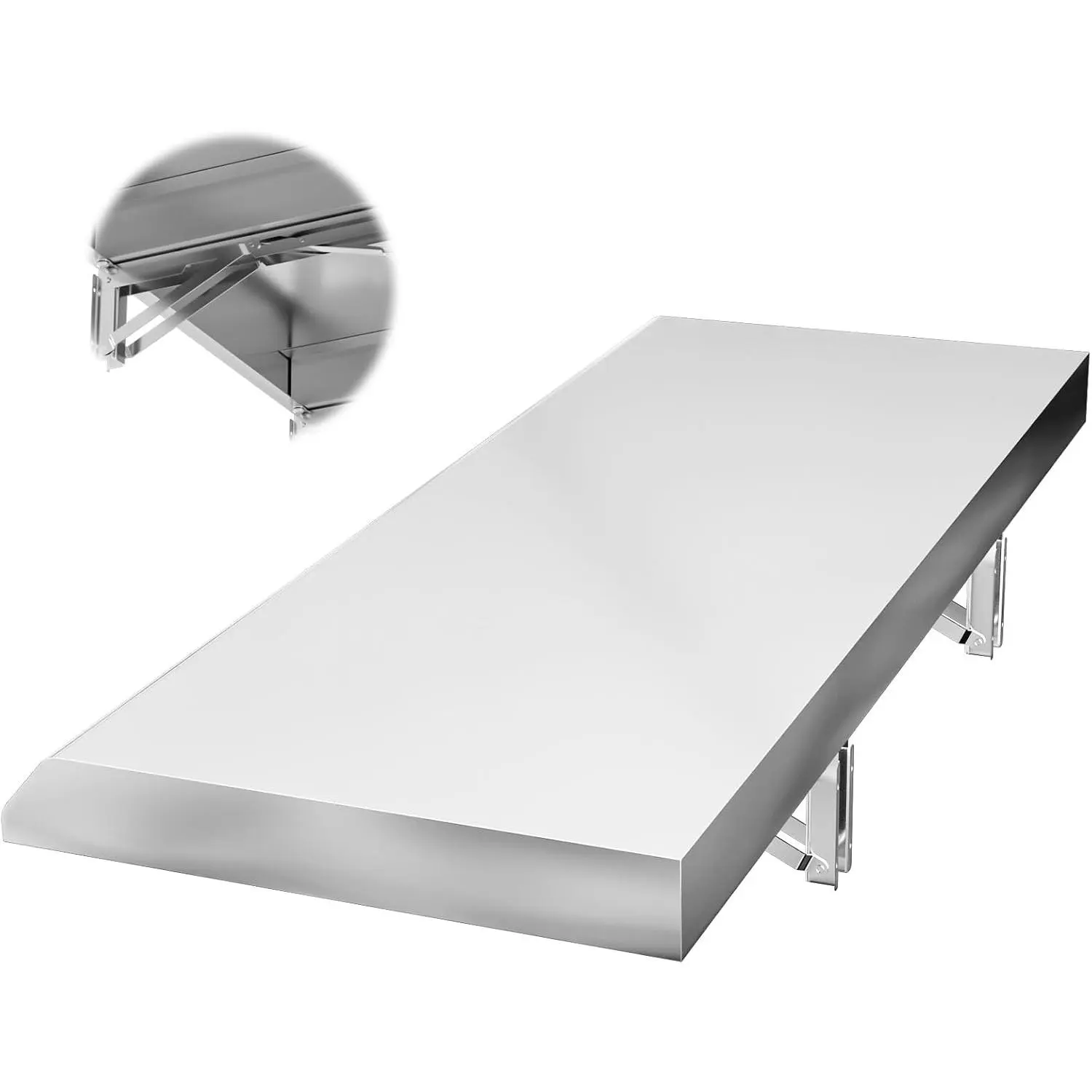 Fold Down Shelf, 24" x 12" Stainless Steel Prep Shelf for Concession  & Mobile Kitchen, Wall Mounted Folding Serving Shelf