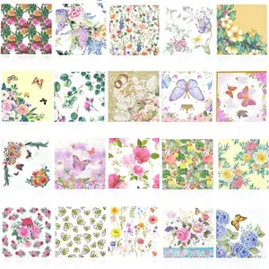 20 Pack Assorted Floral Decoupage Decorative Napkins, Decorative Paper for Cocktail Birthday Party, 20 Styles (Style 1)