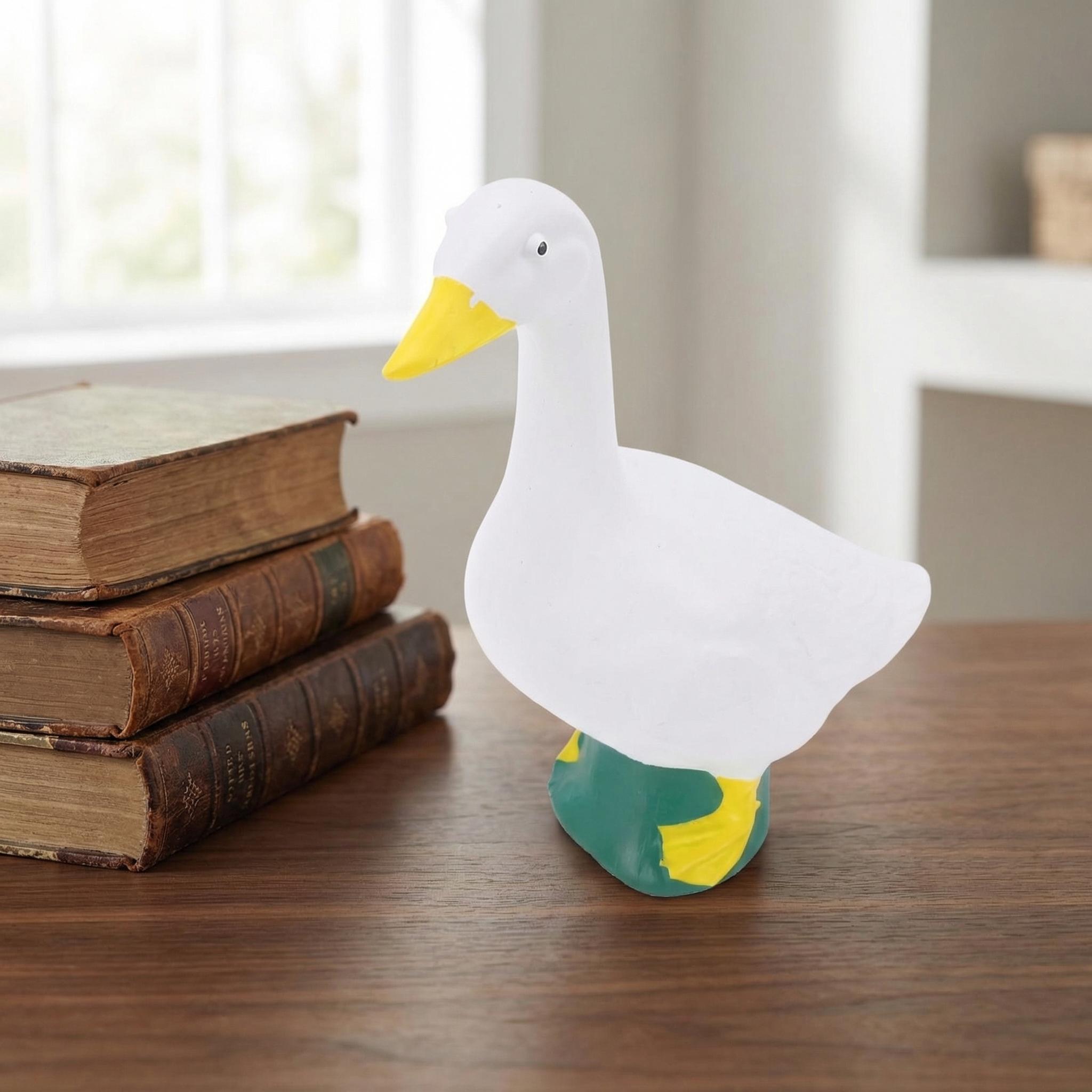 Realistic Resin White Goose Statue| Weatherproof Garden & Pond Figurine| Aesthetic Cottagecore Outdoor Decor| Cute "Silly Goose" Desktop Buddy for Home & Office Decoration Avifauna