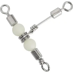 Stainless Steel 3 Way Fishing Swivels with Glow Beads 88lbs, 110lbs, 121lbs, 132LB  Saltwater Freshwater Fish Tackle, 5 pcs