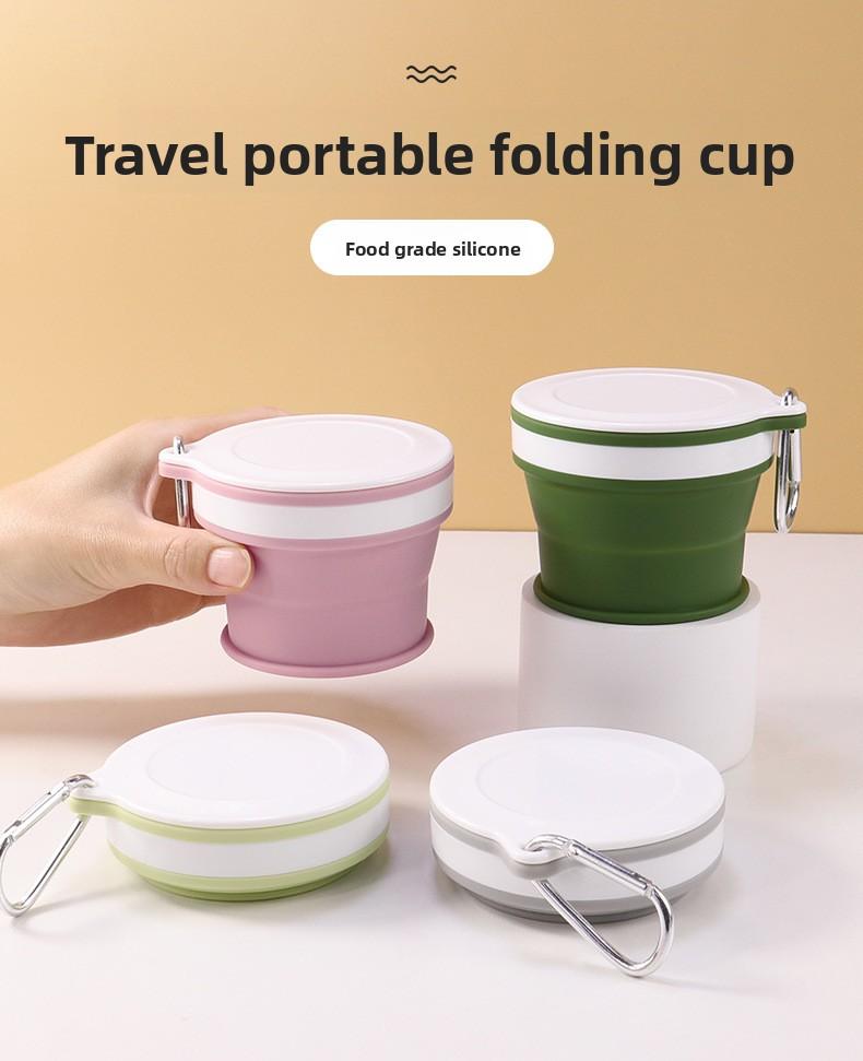 New Silicone Foldable Water Cup with Hook Portable Travel Coffee Mug Outdoor Camping Hiking Teethbrush Cup for Business Trip