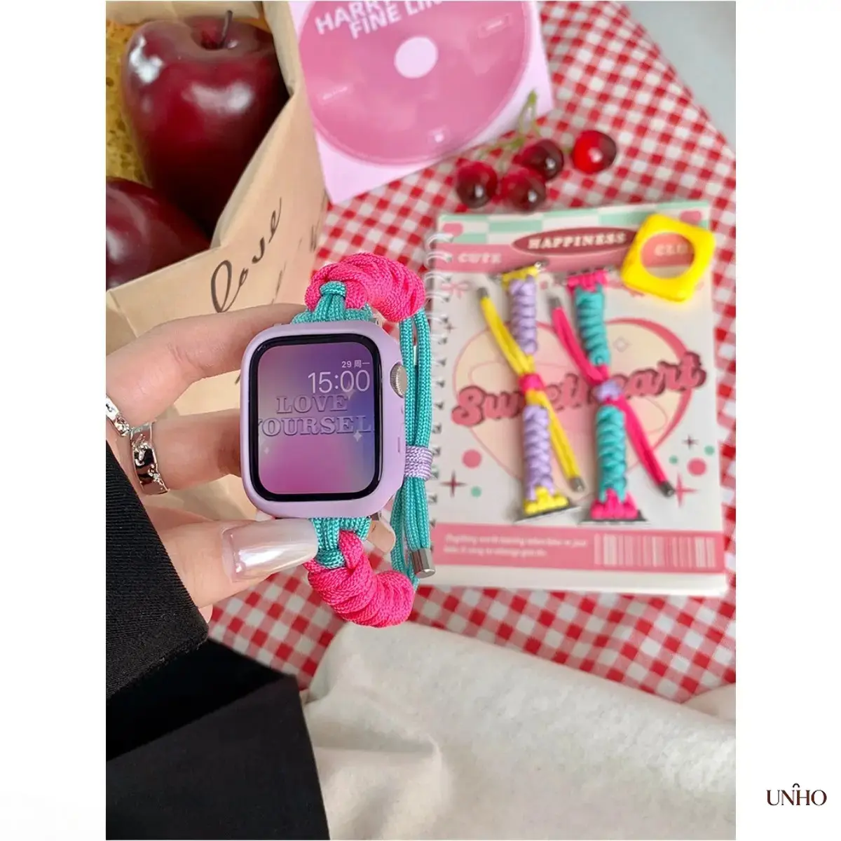 Twisted Rope Dopamine Tone Elastic Watch Strap, Stretch Fashion Wrist Band With Quick Release Connectors Compatible With All Apple Watch Series Ultra SE, Soft Decorative Wearable Accessory For Daily Casual Sweet Outfit Styling